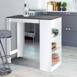 Idmarket - table de bar barth 2 � 4 personnes bois blanc plateau gris