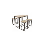 Urban living - ensemble table de bar 100 cm et 4 tabourets naturel et noir - darcy Urban living - ensemble table de bar 100 cm et 4 tabourets naturel et noir - darcy