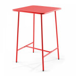 Table haute de jardin carr�e en acier rouge - palavas