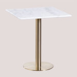 Sklum - table de bar carre en marbre cosmopolitan &x2194&xfe0e 60 cm or champagne