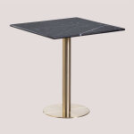 Sklum - table de bar carr�e en marbre cosmopolitan &x2194&xfe0e 70 cm or champagne