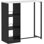 Homcom - table de bar design contemporain - table haute 3 niches avec range - bouteilles - acier panneaux ...