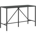 Table de bar et dessus en verre noir 180x70x110 cm poly rotin