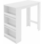 Table de bar avec tagre  3 niveaux, blanc, 117x106x57 cm, beaucoup d'espace de rangement, table haute ...
