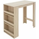 Table de bar avec tagre  3 niveaux, chne sonoma, 117x106x57 cm, beaucoup d'espace de rangement, table ...