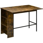 Homcom - table de bar extensible design industriel - 3 �tag�res int�gr�es - ch�ssis m�tal noir aspect ...