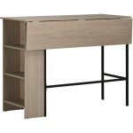 Homcom - table de bar extensible design industriel - 3 �tag�res int�gr�es - ch�ssis m�tal noir aspect ...