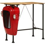 Table de bar forme de tracteur bois de manguier massif - vidaxl