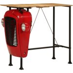 Table de bar forme de tracteur bois de manguier massif - vidaxl