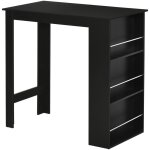 Homcom - table de bar table haute de cuisine mange - debout comptoir - 3 �tag�res - aspect bois noir