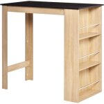Homcom ? table haute mange - debout avec 3 �tag�res ? design contemporain en ch�ne clair et noir ? pour ...