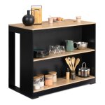 Idmarket - table de bar �lot juno bois noir et plateau fa�on h�tre