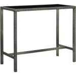 Table bar de jardin gris 130x60x110 cm r�sine tress�e et verre