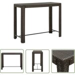 Table de bar de jardin marron 140, 5x60, 5x110, 5cm r�sine tress�e - table de bar - table de jardin - ...