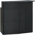 Table de bar de jardin noir 120x55x110 cm r�sine tress�e
