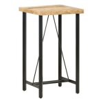 Table haute de bar manguier massif clair et pieds m�tal noir atsir 60cm