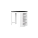 Temahome - table de bar avec rangements pitement blanc plateau noir