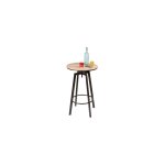 Fornord - table de bar ronde 60x60x93 / 101 cm naturel et noir - darcy