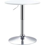 Homcom - table de bar ronde mange - debout - hauteur r�glable - plateau pivotant - m�tal chrom� mdf blanc ...