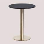 Sklum - table de bar ronde en marbre cosmopolitan �60 cm or champagne
