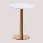 Table de bar ronde en marbre cosmopolitan sklum �60 cm or rose