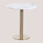 Sklum - table de bar ronde en marbre cosmopolitan 70 cm or champagne