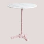 Table de bar ronde en marbre moka sklum rose barbe � papa �60 cm