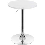 Table de bar ronde woltu, r�glable en hauteur 69, 5 - 91, 5 cm, pivotante � 360�, table de bistrot, blanc ...