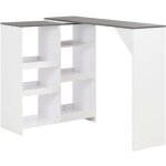 Table de bar avec tablette amovible blanc 138x39x110 cm vidaxl
