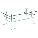 Table basse l. 100 cm avec double plateau en verre tremp� - ice