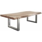 Massivmoebel24 - table basse 160x70 acacia bross� et laqu� natural stone freeform 121