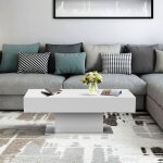 Ml - design table basse avec 2 compartiments de rangement, 110 x 60 x 40 cm, plateau relevable, blanc, ...