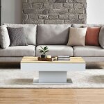 Ml - design table basse avec 2 compartiments de rangement, 110 x 60 x 40 cm, plateau relevable, ch�ne ...