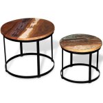 Table basse 2 pcs bois r�cup�r� massif rond 40 cm / 50 cm vidaxl