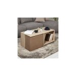 Les tendances - table basse avec 2 poufs 100x60x41, 8 cm dcor naturel