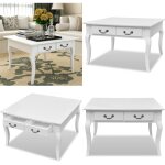 Table basse avec 4 tiroirs blanc - table basse - meuble tv - table d'appoint - table ronde - mobilier ...