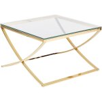 Beliani - table basse en acier inox dor� finition brillante et verre de s�curit� 45 x 70 cm max 20 kg ...