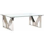 Dkd home decor - table caf� acier verre 130x70x45 chrome