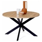 Idmarket - table basse ronde alix pied araigne 70 cm bois et noir