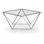 Homy france - table basse alina plateau en verre transparent pieds chrom�s 80x80x45 cm