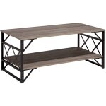 Beliani - table basse d'appoint rectangulaire avec plateau taupe et pieds en m�tal noir et plateau bas ...
