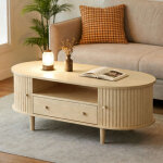 Table basse, table d'appoint avec un tiroir, porte tambour, 4 pieds de soutien et rangement ouvert ? ...