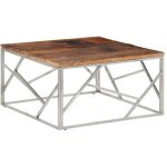 Table basse argenté inox et bois de mélèze massif vidaxl Table basse argenté inox et bois de mélèze massif vidaxl