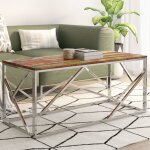 Table basse argent� inox et bois de r�cup�ration massif vidaxl