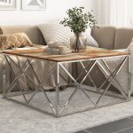Table basse argenté inox et bois de récupération massif vidaxl Table basse argenté inox et bois de récupération massif vidaxl