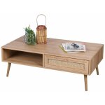 Toilinux - table basse bali avec 1 tiroir et 1 niche de rangement