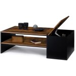 Table basse bar contemporaine rectangulaire izia avec coffre bois effet vieilli et noir