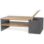 Idmarket - table basse bar contemporaine rectangulaire izia avec coffre gris et plateaux bois Idmarket - table basse bar contemporaine rectangulaire izia avec coffre gris et plateaux bois