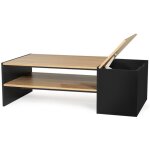 Idmarket - table basse bar contemporaine rectangulaire izia avec coffre noir et plateaux bois Idmarket - table basse bar contemporaine rectangulaire izia avec coffre noir et plateaux bois