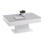 Table basse bicolore avec plateau coulissant - décor gris béton la et blanc brillant - l100 x h46, 1 ... Table basse bicolore avec plateau coulissant - décor gris béton la et blanc brillant - l100 x h46, 1 ...